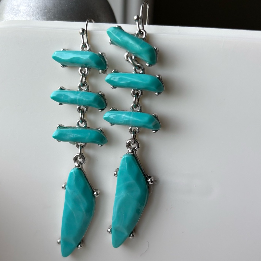 Lucky Brand turquoise layered drop earrings